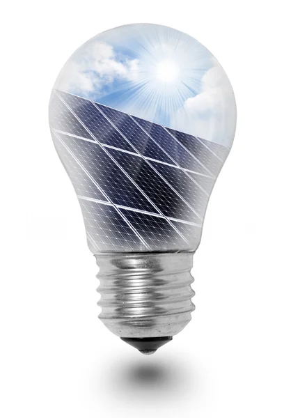 Lamp bulb with solar panels. — Stock Photo, Image