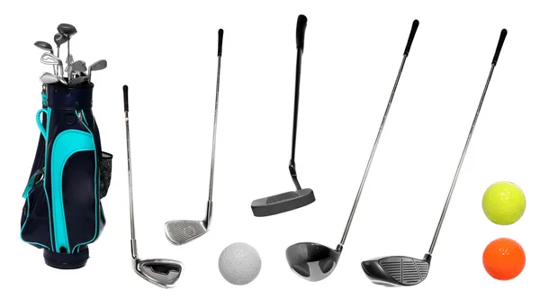 Golf club e borsa con palline — Foto Stock