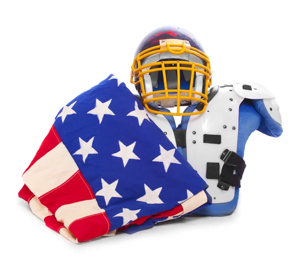 American flag and football protective suit. — Stock Photo, Image