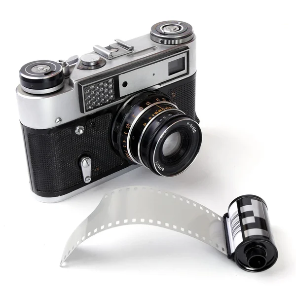 35 mm フィルムとビンテージ カメラ — ストック写真
