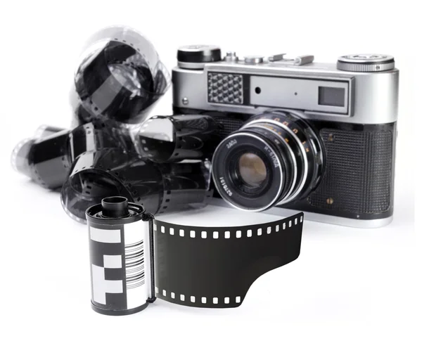 Vintage camera with a 35mm film — Stock Photo, Image