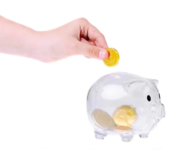 Piggy bank style glass moneybox — Stock Photo, Image