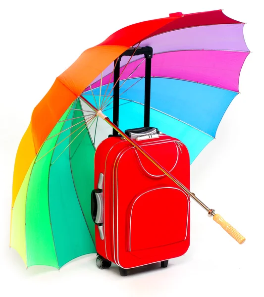 Parasol i torba podróżna — Zdjęcie stockowe