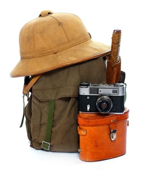 Artículos vintage para viajar a destino tropical . — Foto de Stock