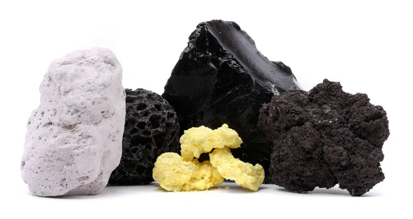 Conjunto de diferentes minerales volcánicos —  Fotos de Stock