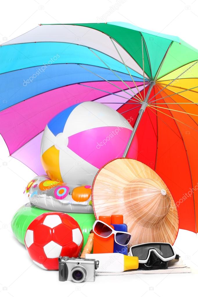 UV protection equipment, sun lotion and floating water toys