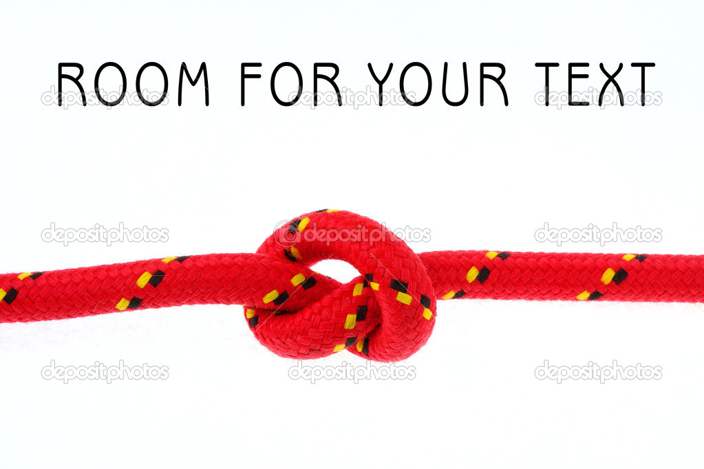 Tiled knot on red climbing rope