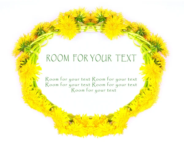 Dandelion wreath with easy removable text — Stock Photo, Image