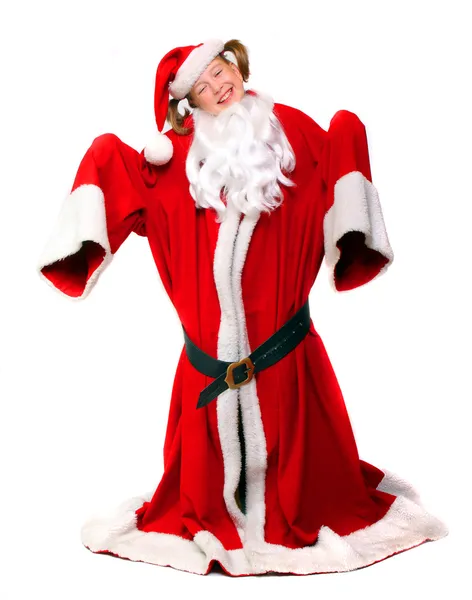 Fille habillée en Père Noël — Photo