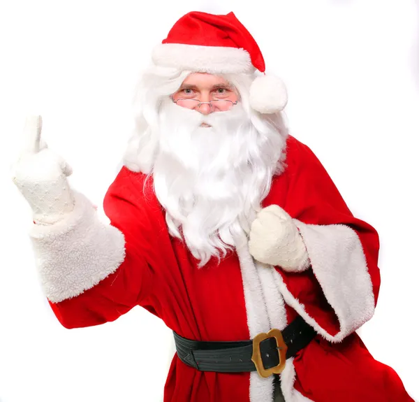 Santa visar långfingret — Stockfoto