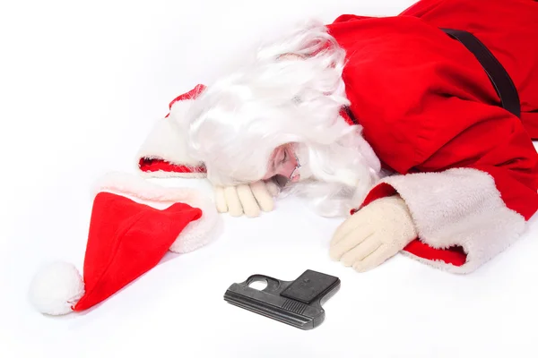 Santa met pistool — Stockfoto