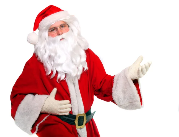 Weihnachtsmann zeigt Kopierraum — Stockfoto