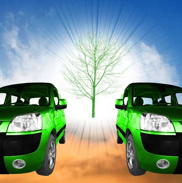 Green cars — Stock Photo, Image