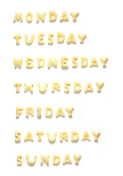 Pasta background weekdays — Stock Photo, Image