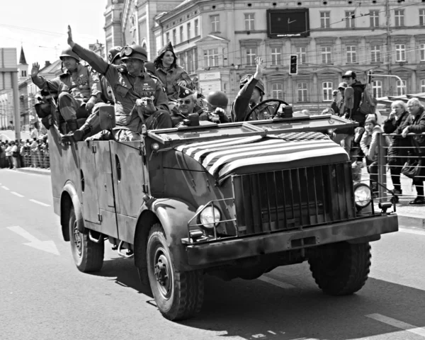 American military truck in Pilsen City — Stock Photo, Image