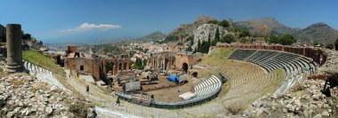Famous greek, classical theater in Taormina clipart