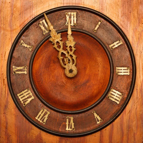 Clock face of wood and ivory — Stock Photo, Image