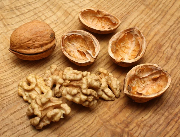 Walnuts on a table — Stock Photo, Image