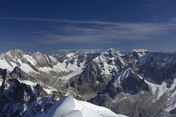 Imagen panorámica del Mont Blanc, Alpes franceses, Chamonix. Con 4808 — Foto de Stock