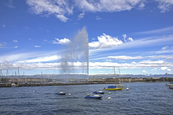 Suiza, Ginebra, vista del lago de Ginebra y Jet d —  Fotos de Stock