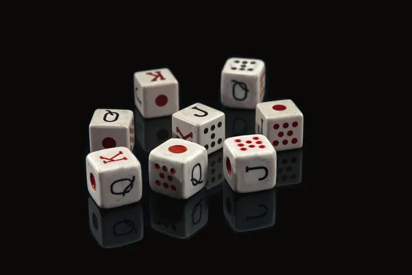 Dice Poker on black — Stock Photo, Image