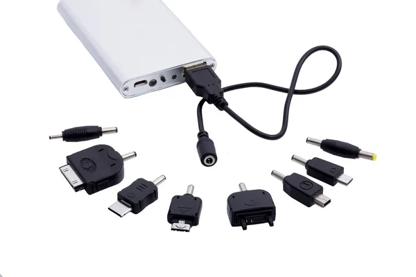 Taşınabilir Pil şarj & bağdaştırıcı connector.isolated beyaz