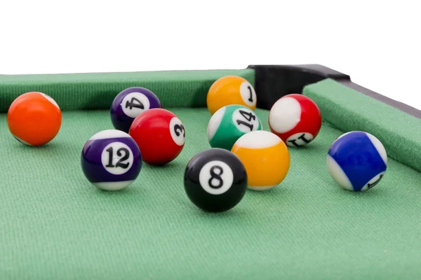 Balles de billard sur fond vert de composition.white — Photo