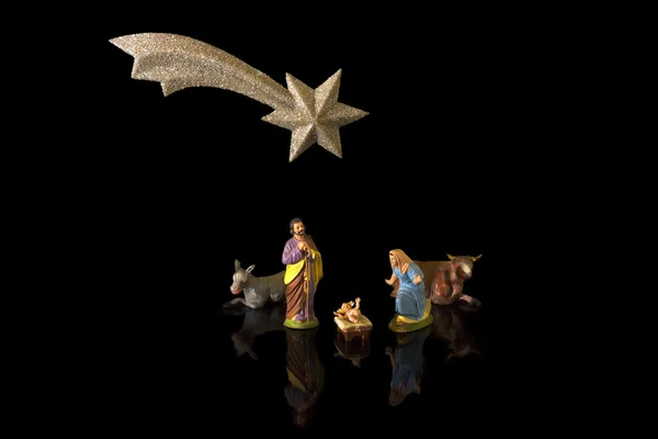 The Birth Of Jesus, Christmas ornament.Isolated on Black — стоковое фото