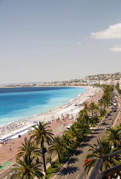 De Franse Riviera, Cote d'azur Nice Frankrijk strand aan de beroemde Prome — Stockfoto