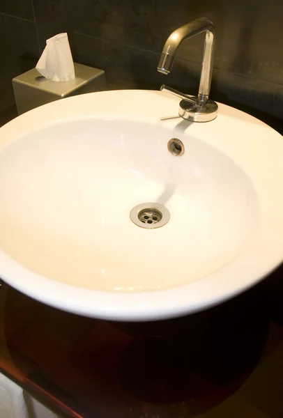 Modern bathroom basin sink hotel Budapest Hungary — Stock Photo, Image