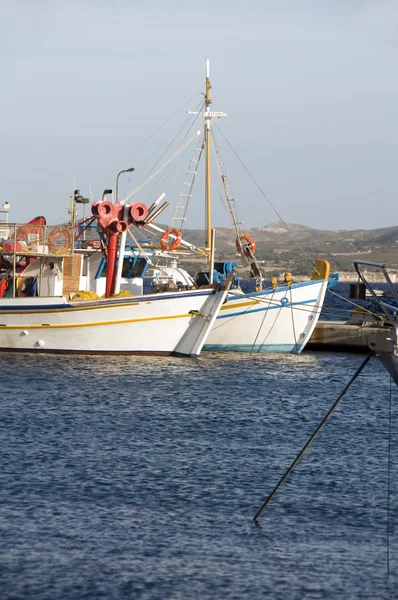 Fishing boats in harbor Adamas Milos Cyclades Greek island Greec — Stock Photo, Image