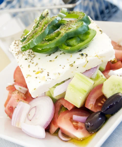 Authentic Greek salad feta cheese — Stock Photo, Image