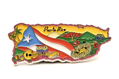 souvenir magnet of puerto rico in shape of the country map clipart