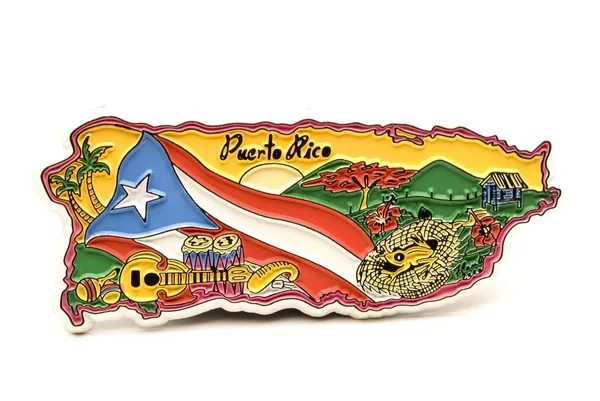 纪念品磁铁的波多黎各在国家地图的形状 — 图库照片