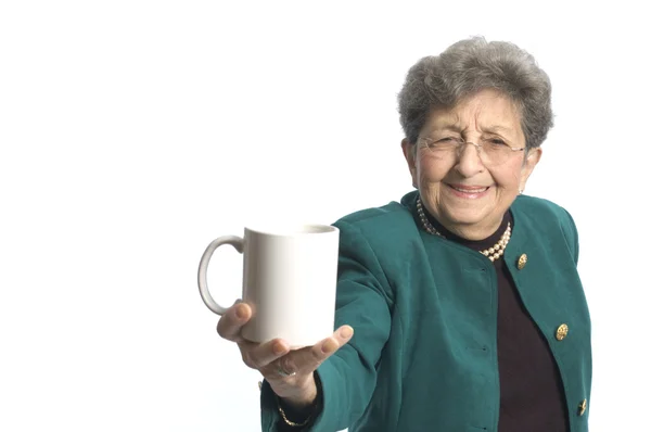 Femme avec thé au café — Photo