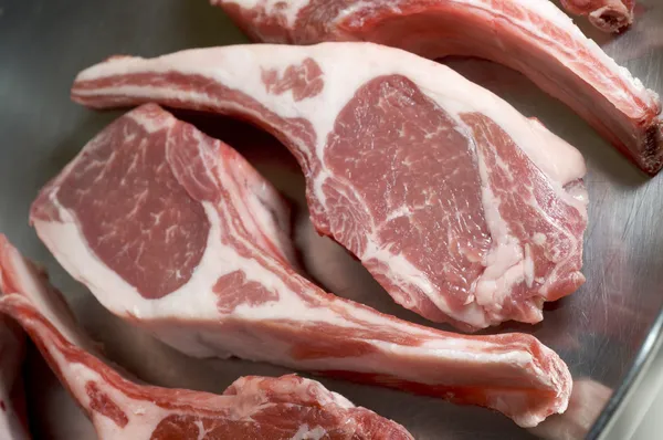 Rib lamb chops frying pan — Stock Photo, Image