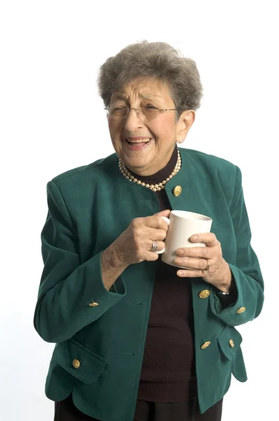 Woman with coffee tea — Stock Photo, Image