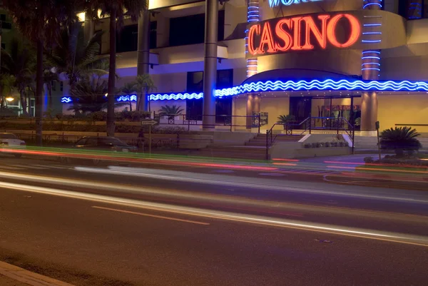 Casino with light streaks malecon — Stock Photo, Image