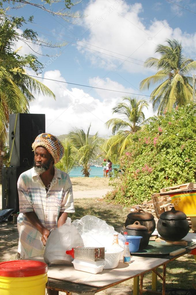 Rasta man cooking