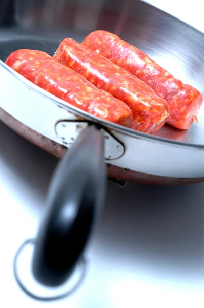 Salsicha italiana fritar — Fotografia de Stock