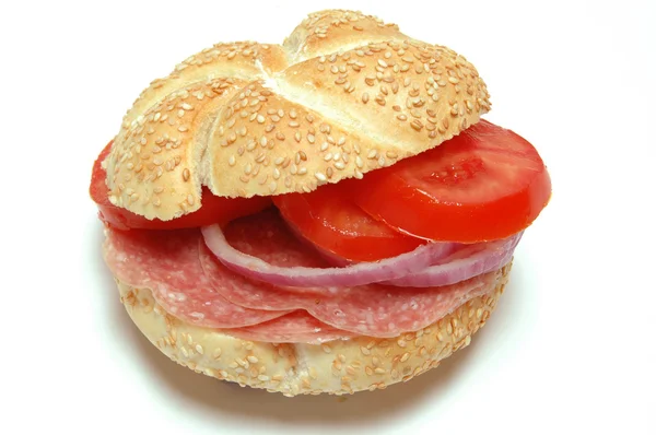 Salami sandwich — Stock Photo, Image