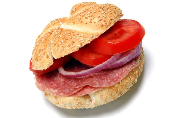 Salami sandwich — Stock Photo, Image