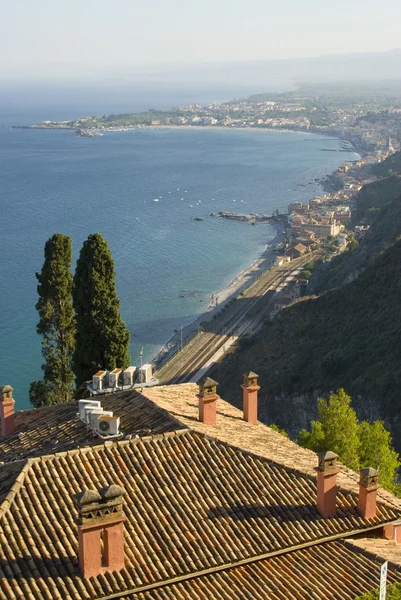 Залив taormina sicily — стоковое фото