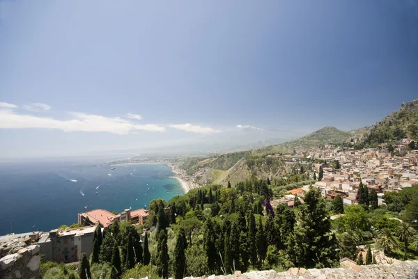 Landschap bekijken taormina-Sicilië — Stockfoto