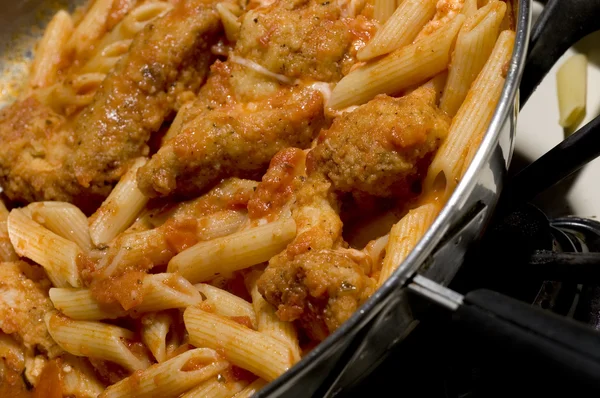 Chicken parmigiana and penne — Stock Photo, Image