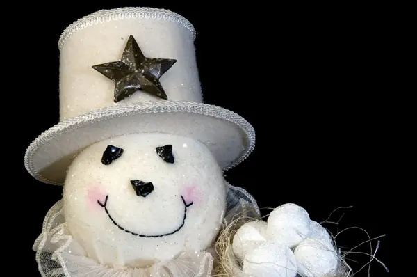Muñeco de nieve con bolas de nieve y sombrero —  Fotos de Stock