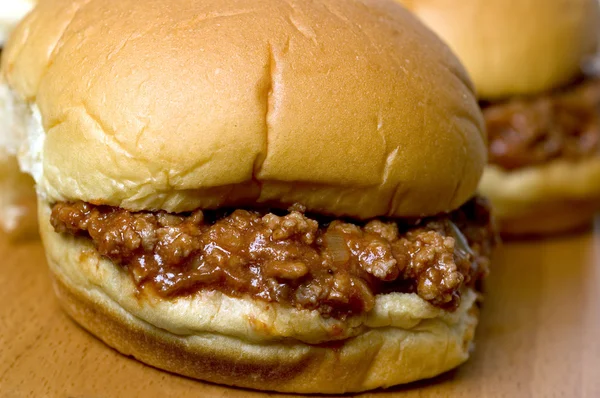 Sloppy joe sandwich with tomatoes onions — Stock Photo, Image