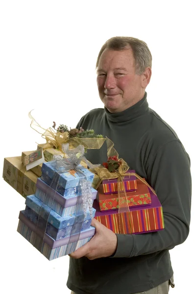 Man met geschenken — Stockfoto