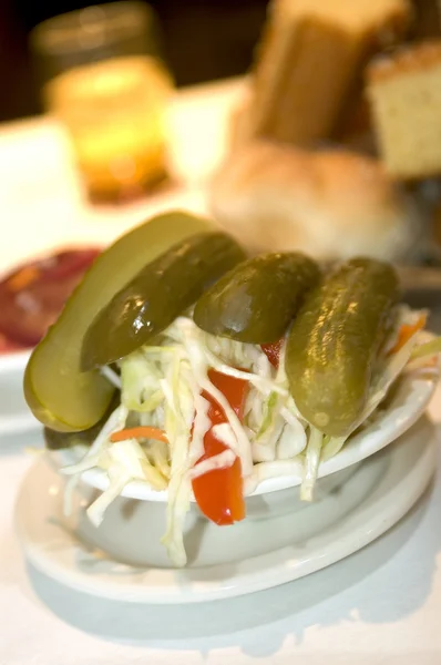 Pickles and cole slaw — Stock Photo, Image