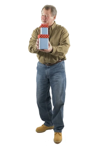 Hombre con regalos regalos — Foto de Stock